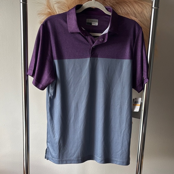 PGA Tour Greg Norman Collection Purple and Gray Polo Shirt - Picture 1 of 5